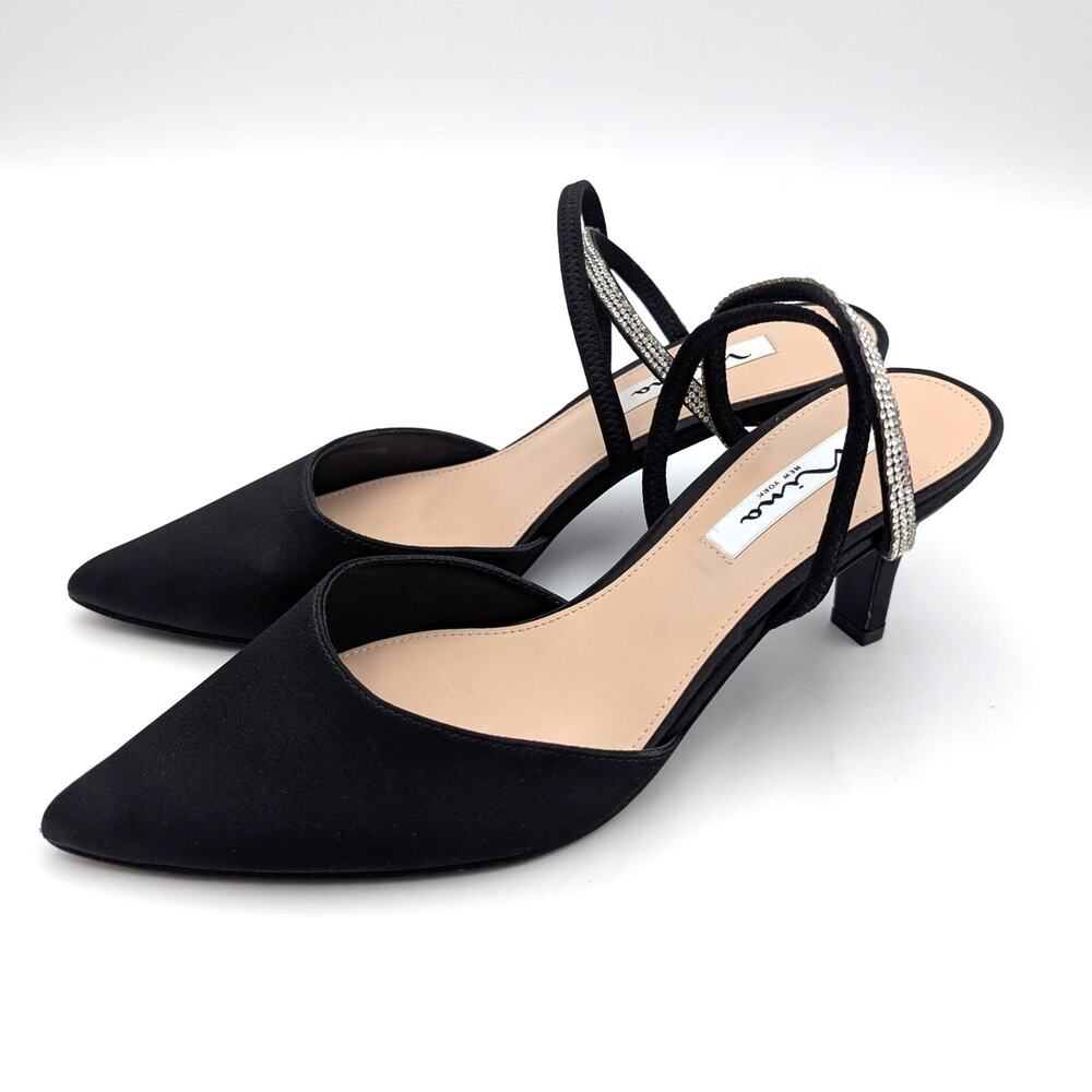 Nina Billie Slingback Pointed Toe Heel Pump Women's Black Size US8.5M EU38.5